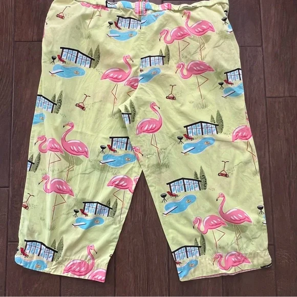 Nick & Nora Cropped Flamingo Print Wide Leg Pajama Pants Size XXL - Picture 7 of 7